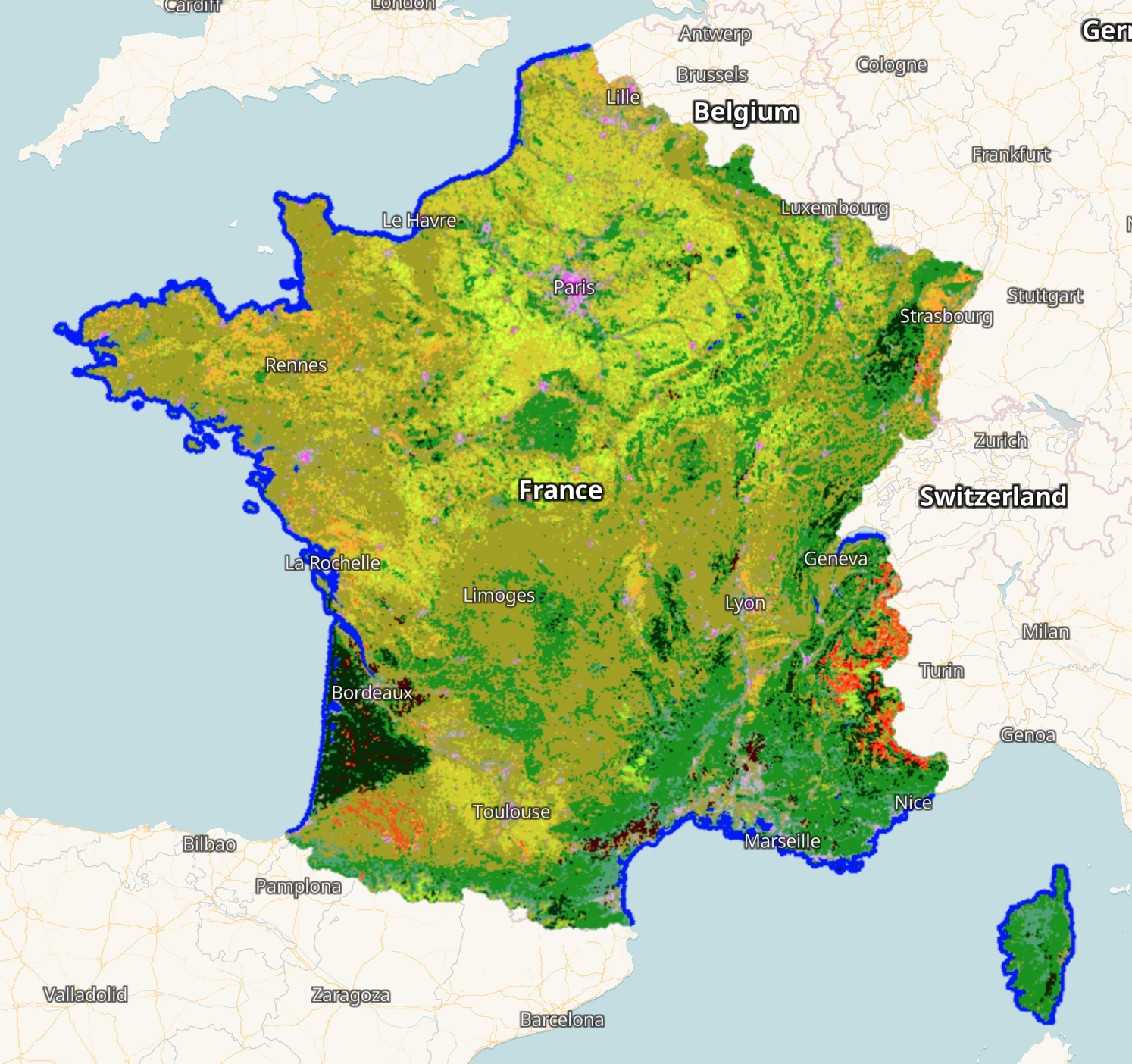 The overview of CNES land cover map