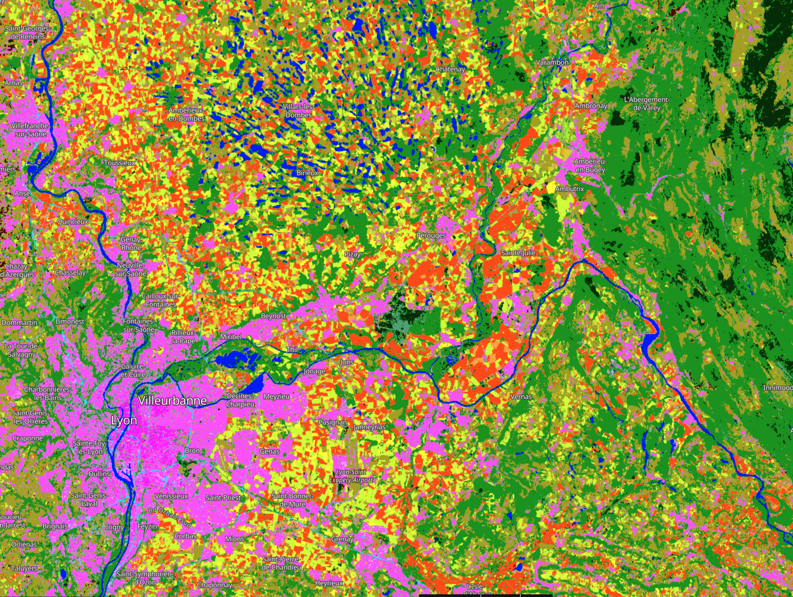 CNES land cover map around Lyon